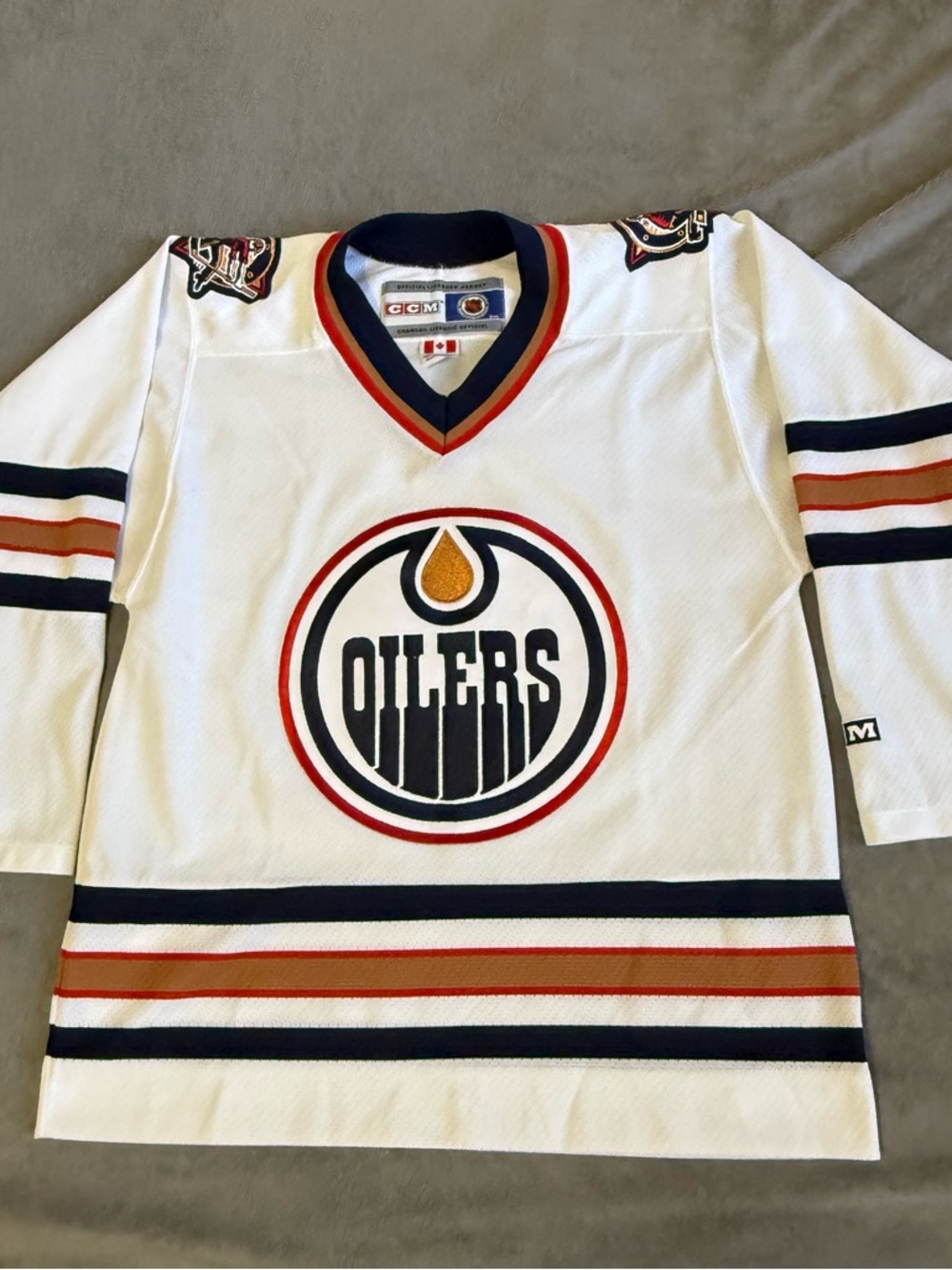 Vintage edmonton oilers jersey CCM hockey nhl white Mens Small